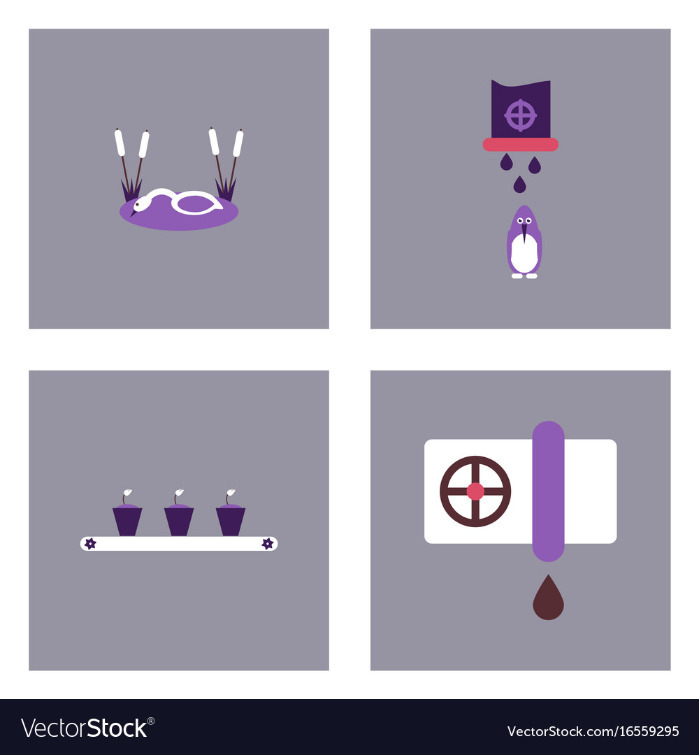 Set of modern eco system icons in flet style
