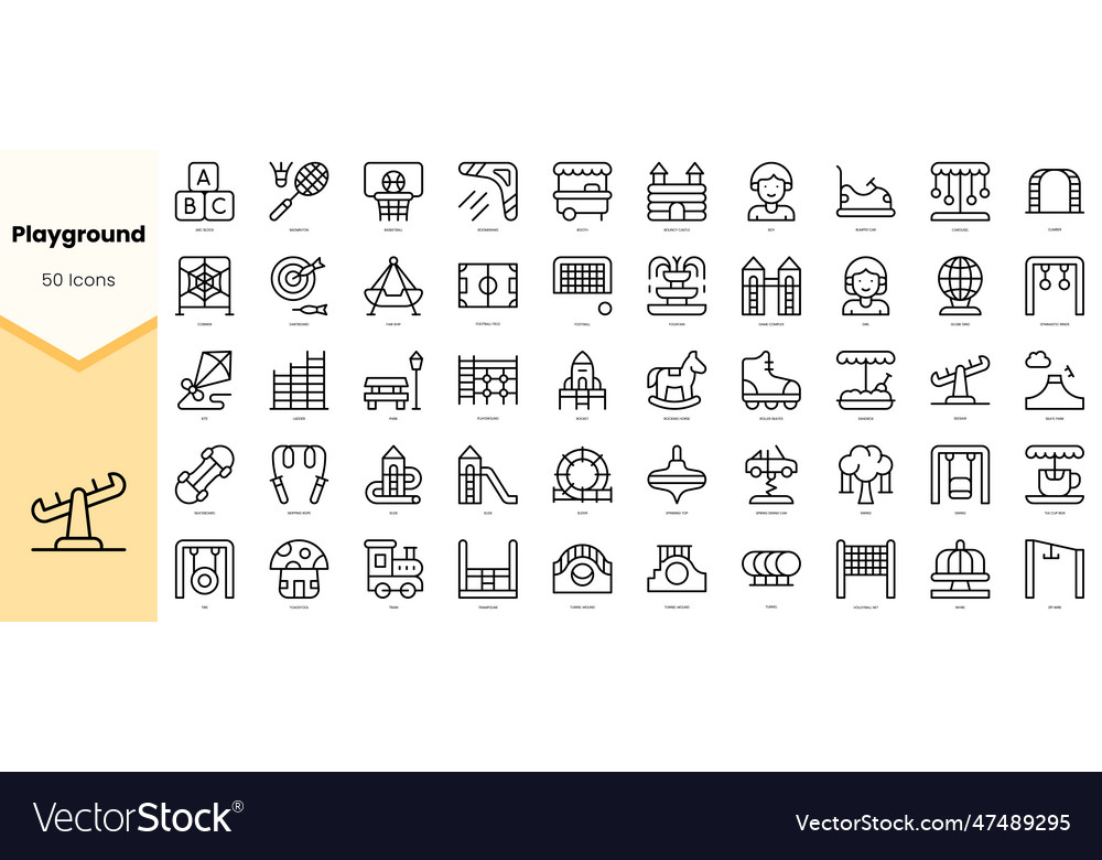 Set of playground icons simple line art style vector image Set of playground icons simple line art style