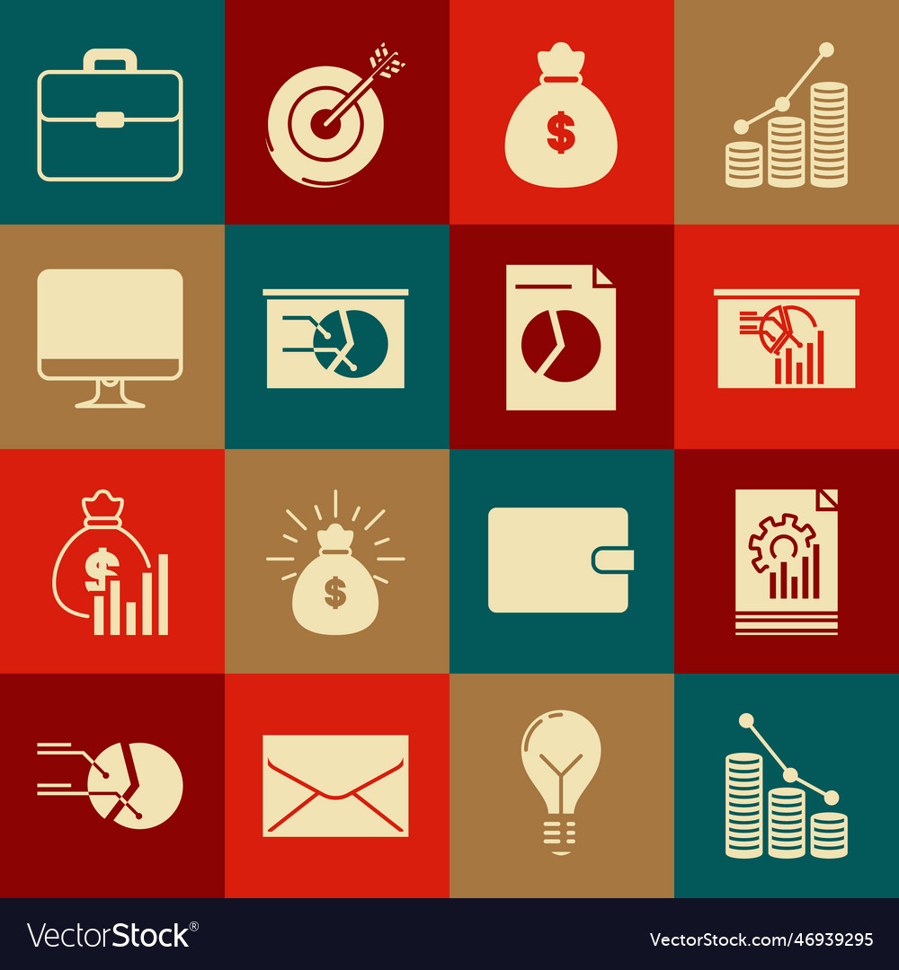 Set pie chart infographic and coin document Vector Image