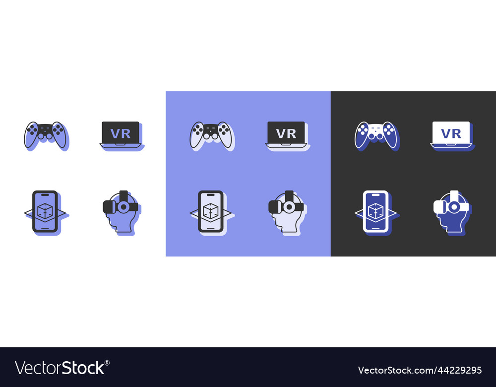 Set virtual reality glasses gamepad 3d modeling