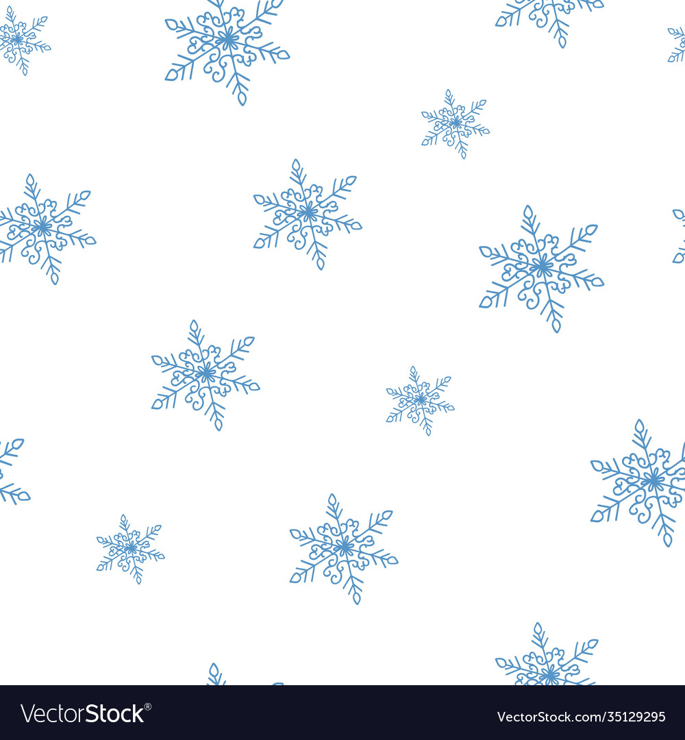Snowflakes simple doodle repeat pattern