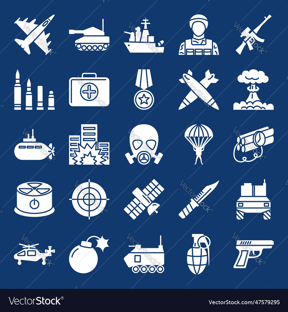 War and military weapons icon set Royalty Free Vector Image