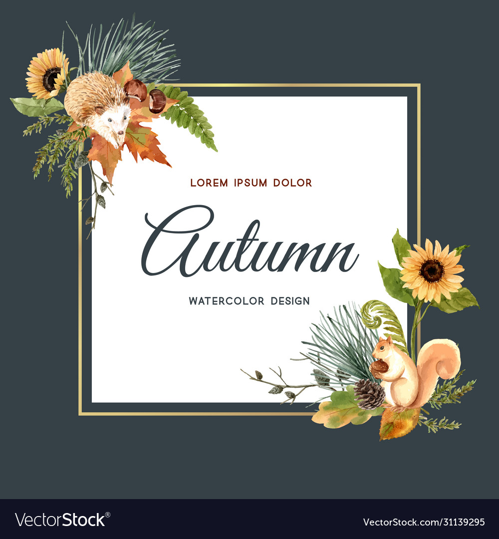 Wreath design with autumn theme watercolour small