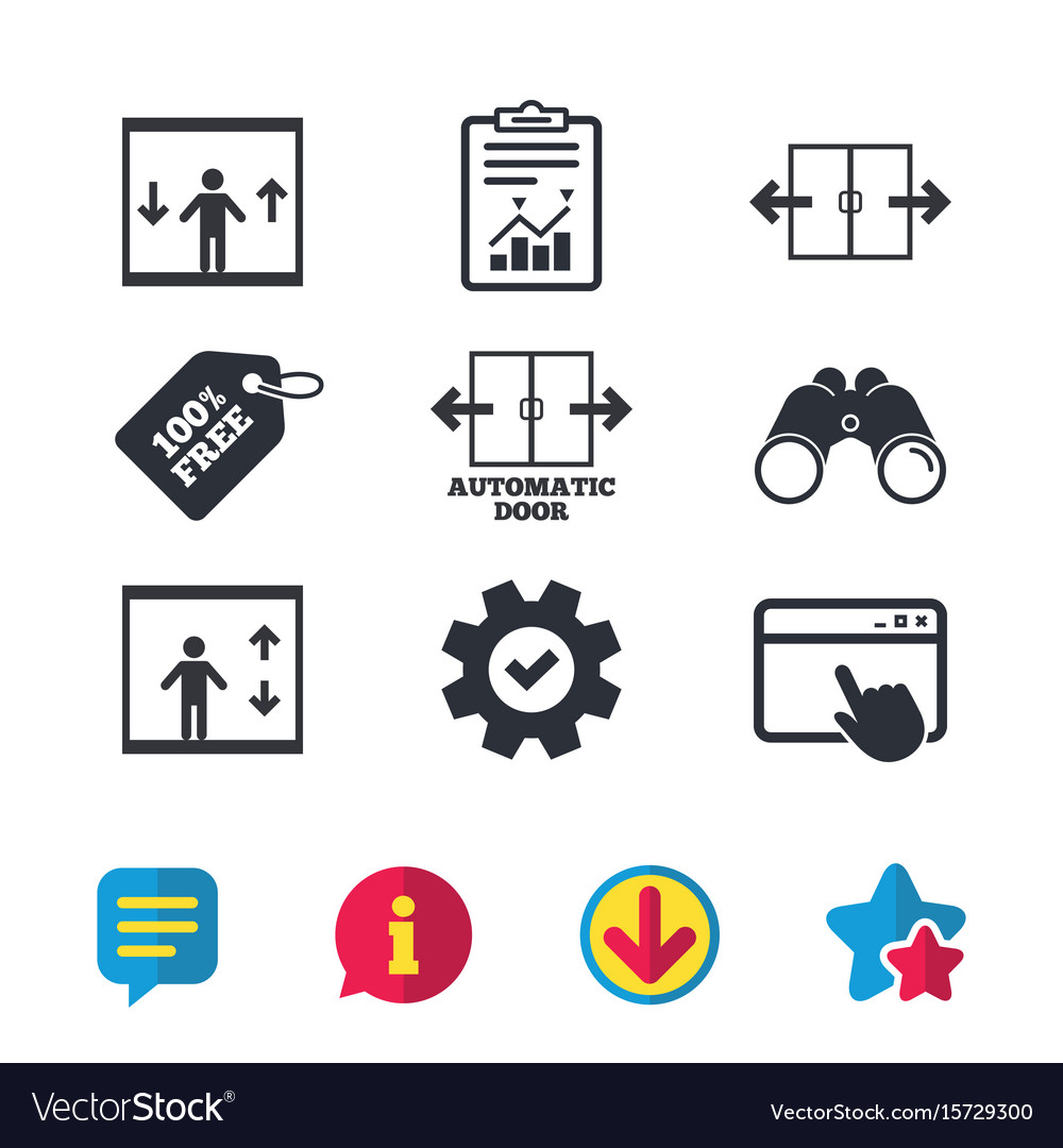 Automatic Door Icons Elevator Symbols Royalty Free Vector