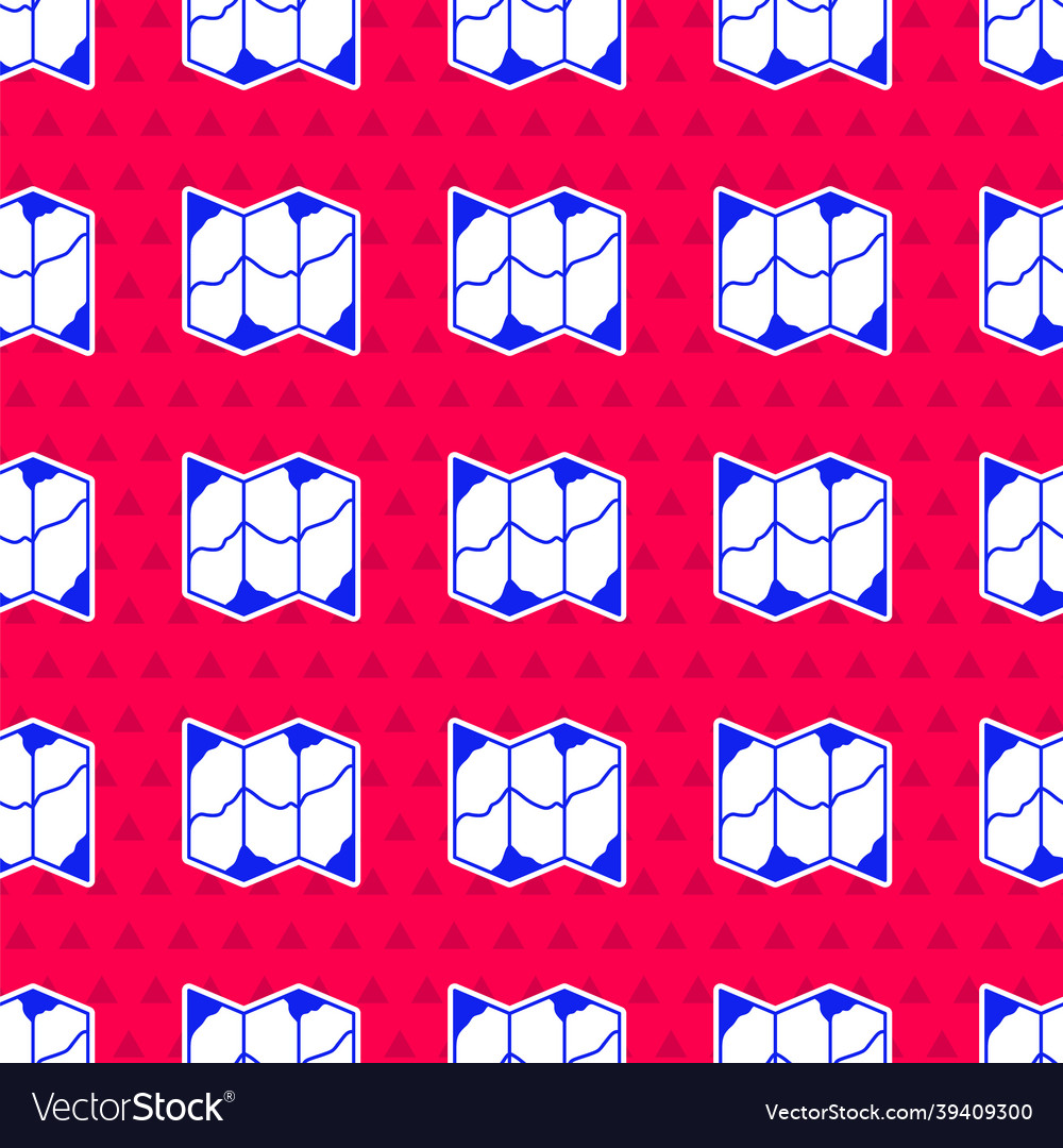 Blue folded map icon isolated seamless pattern Vector Image Blue folded map icon isolated seamless pattern