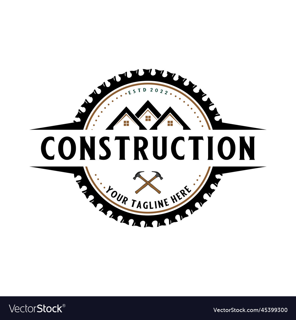 Construction vintage logos Royalty Free Vector Image