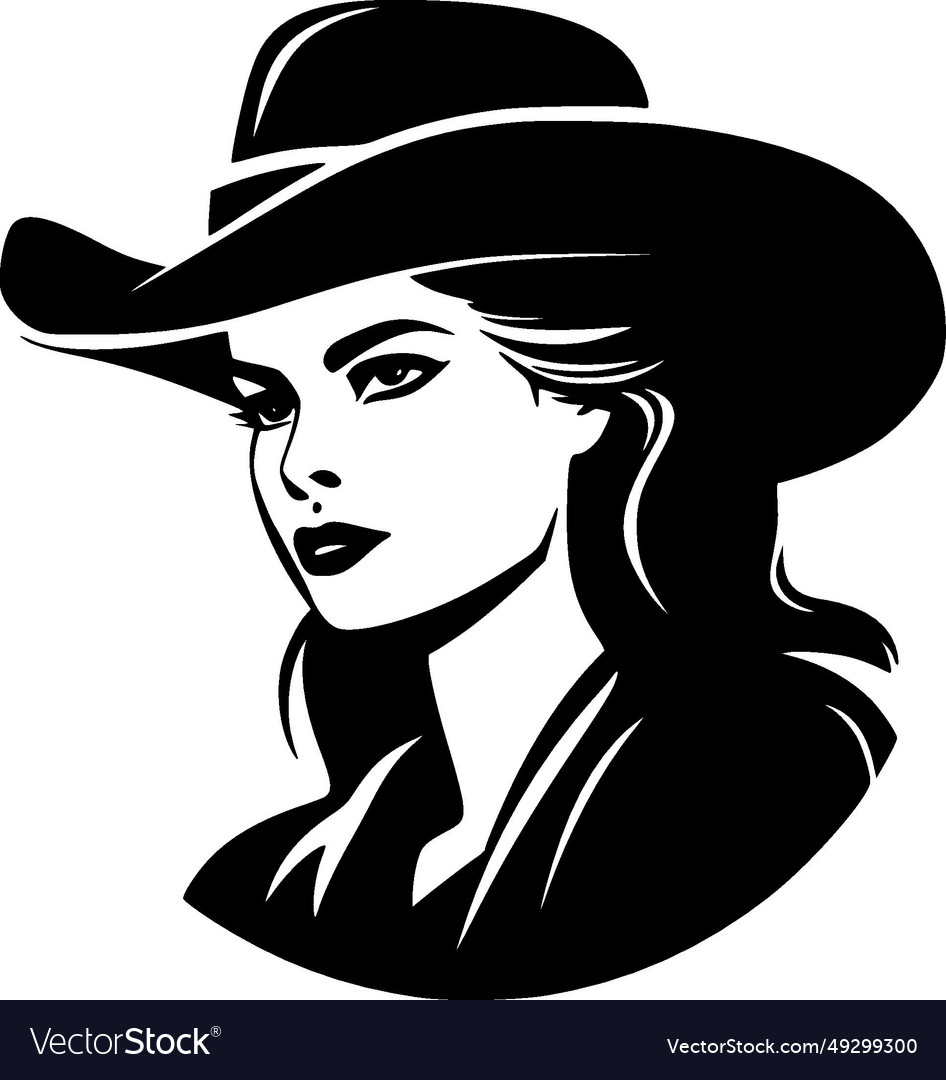 Cowgirl - black and white Royalty Free Vector Image