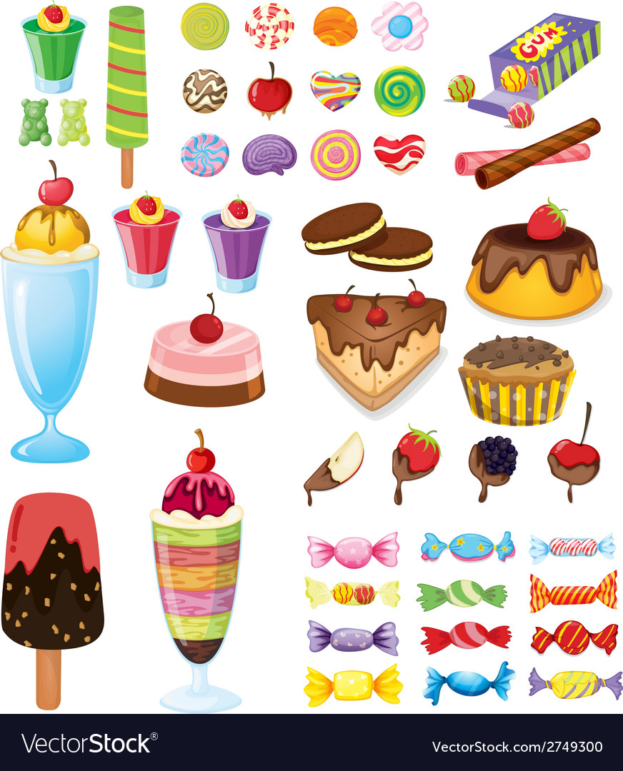 Different sweets Royalty Free Vector Image - VectorStock