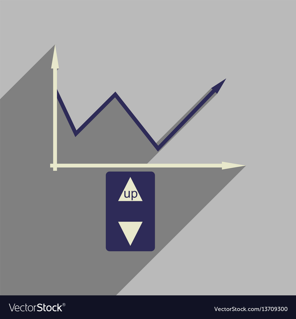 Flat web icon with long shadow economic graph