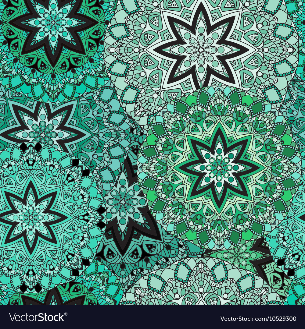 Green seamless design in oriental style stellar