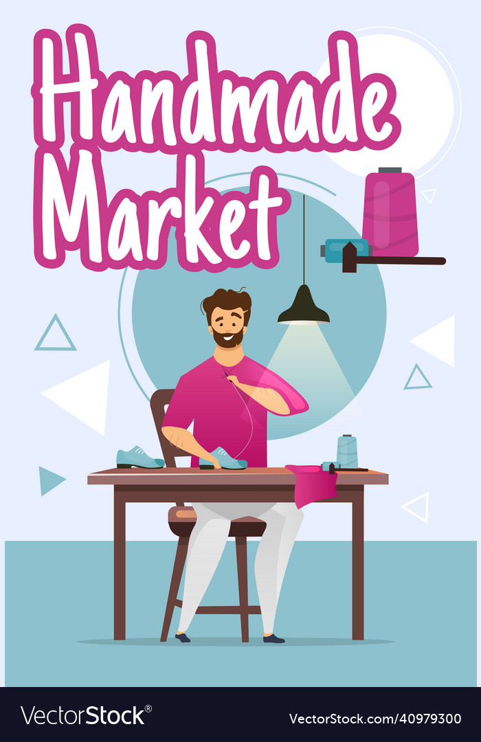 Handmade market poster template shoemaker