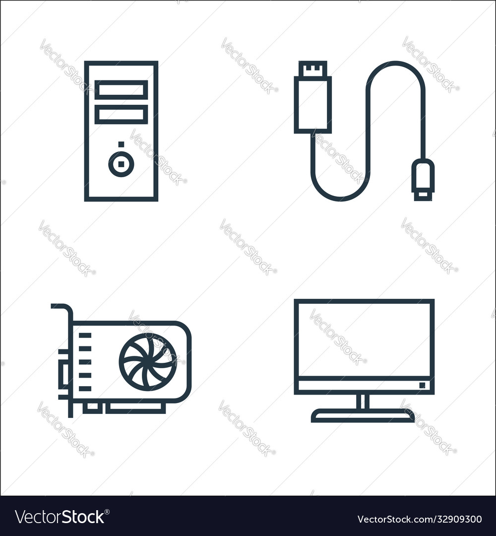 Hardware line icons linear set quality