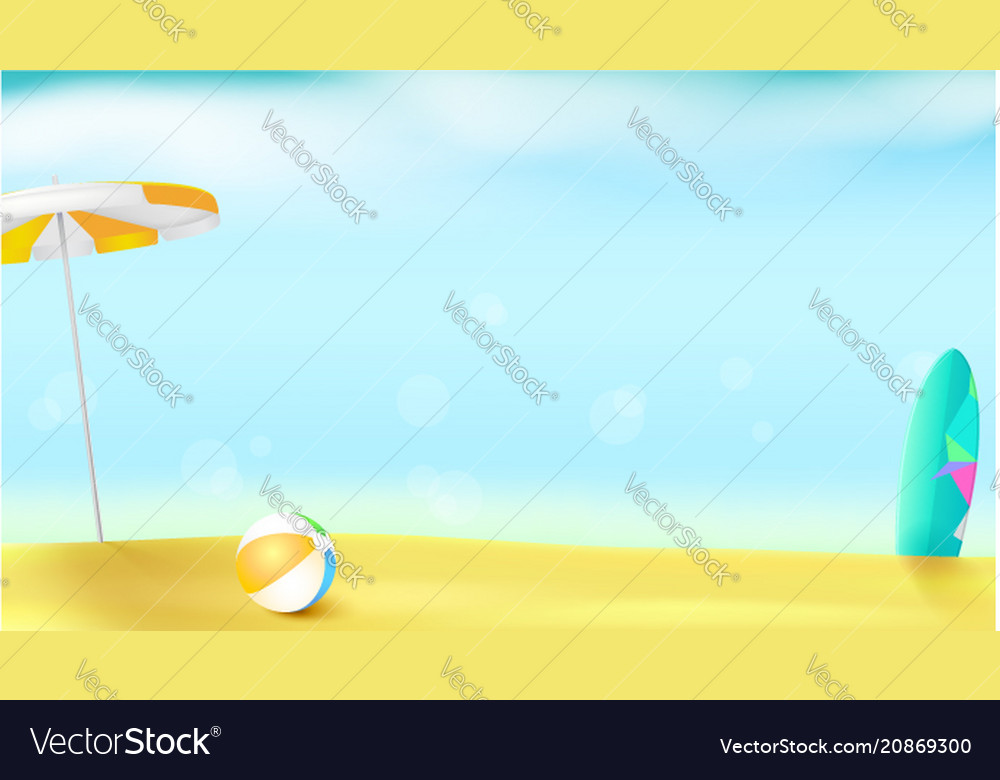 Horizontal Summer Background With Sun Umbrella Vector Image