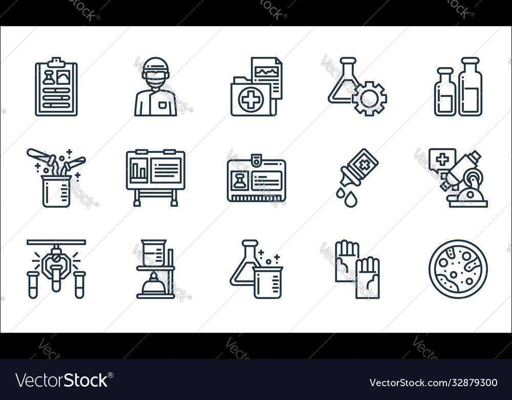 Laboratory and science line icons linear set vector image Laboratory and science line icons linear set