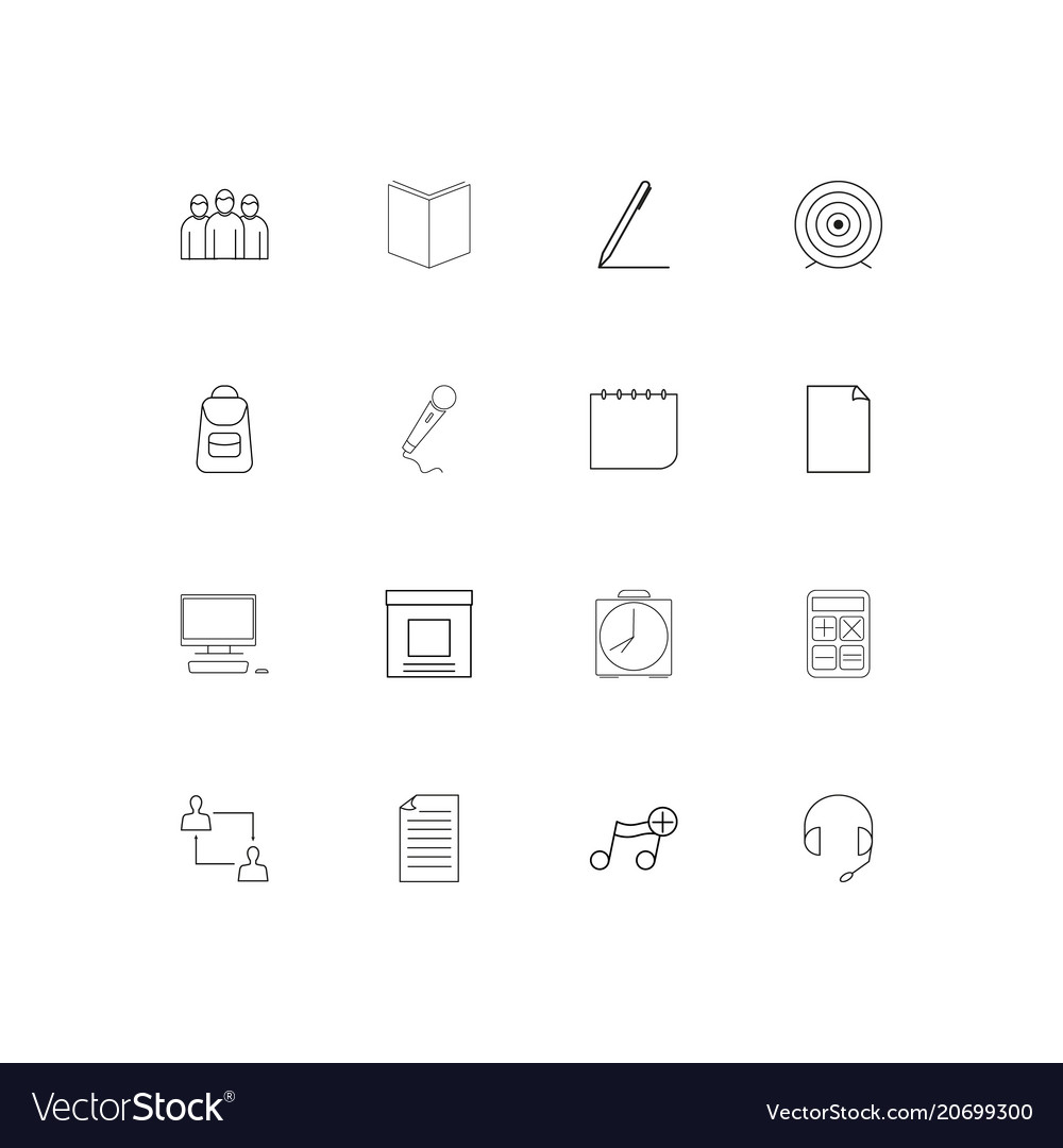 Office simple linear icons set outlined