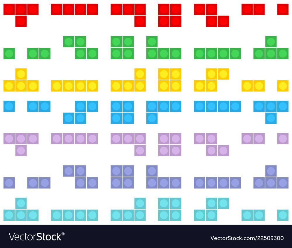 Pixel Tetris Blocks Seamless Pattern
