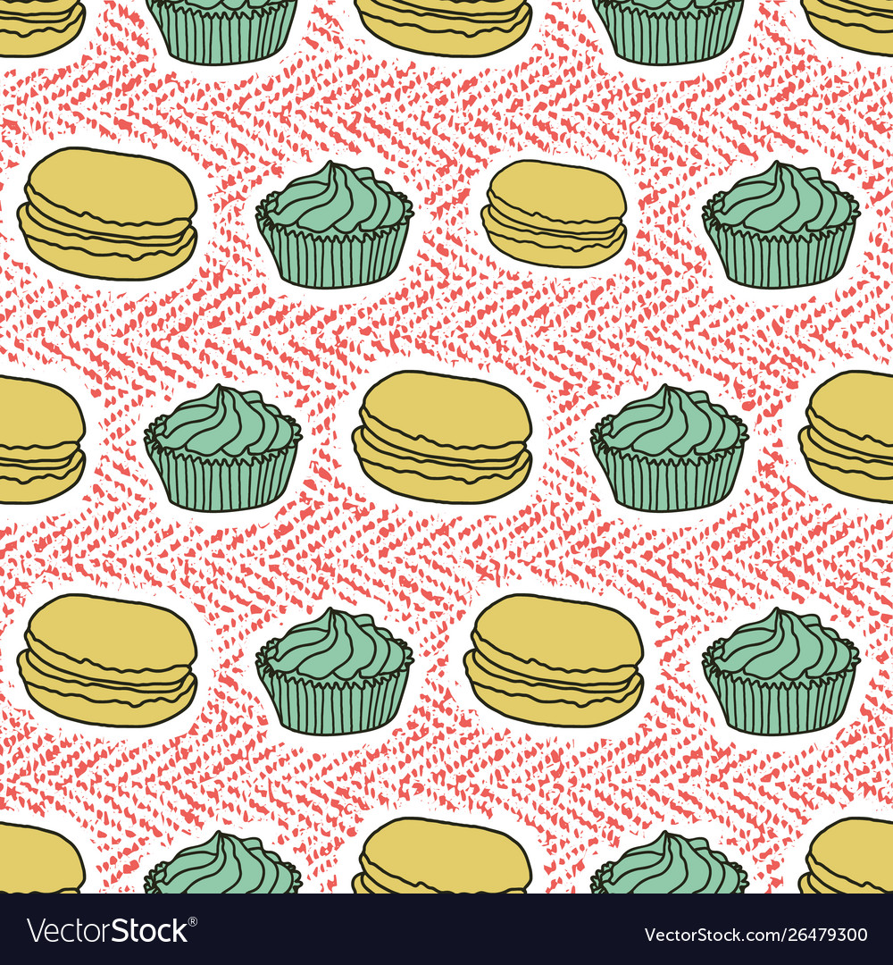 Retro cakes seamless pattern print background Vector Image Retro cakes seamless pattern print background