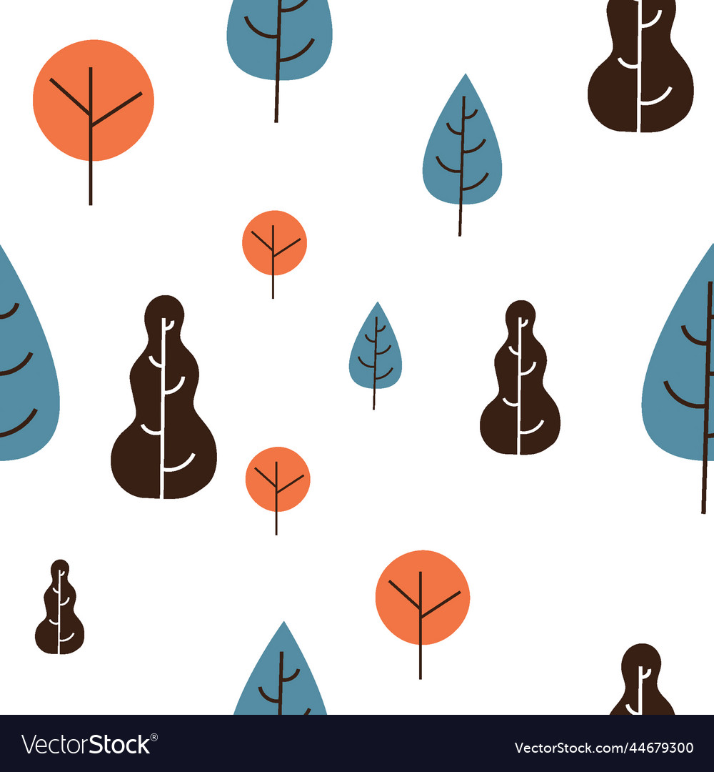 Seamless pattern trees on a white background