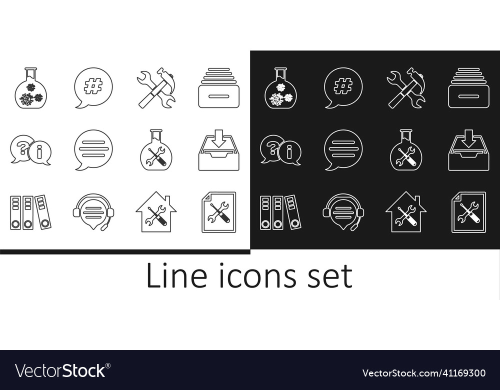 Set line file document service download inbox vector image Set line file document service download inbox