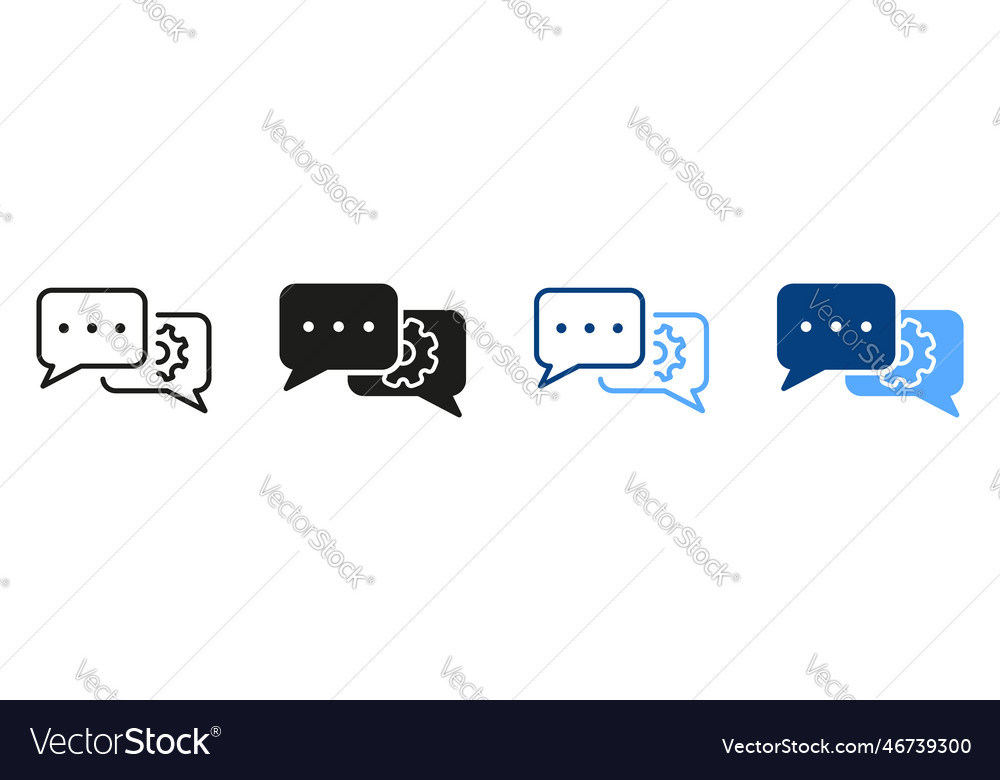 Speech bubble with gear configuration concept line vector image Speech bubble with gear configuration concept line
