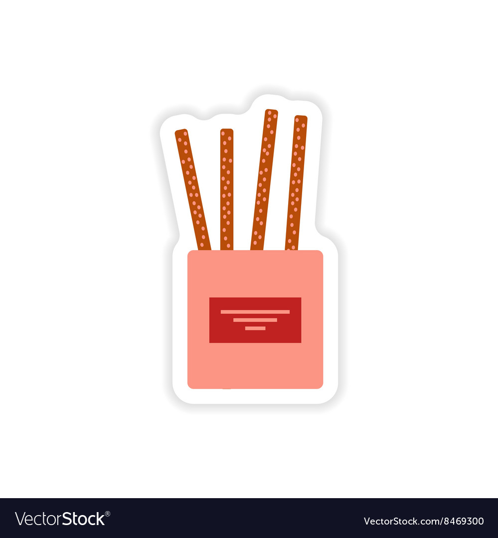 Stylish paper sticker on white background cheese