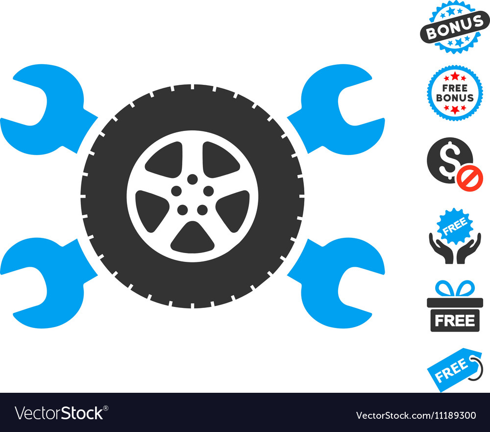 Tire service wrenches icon with free bonus