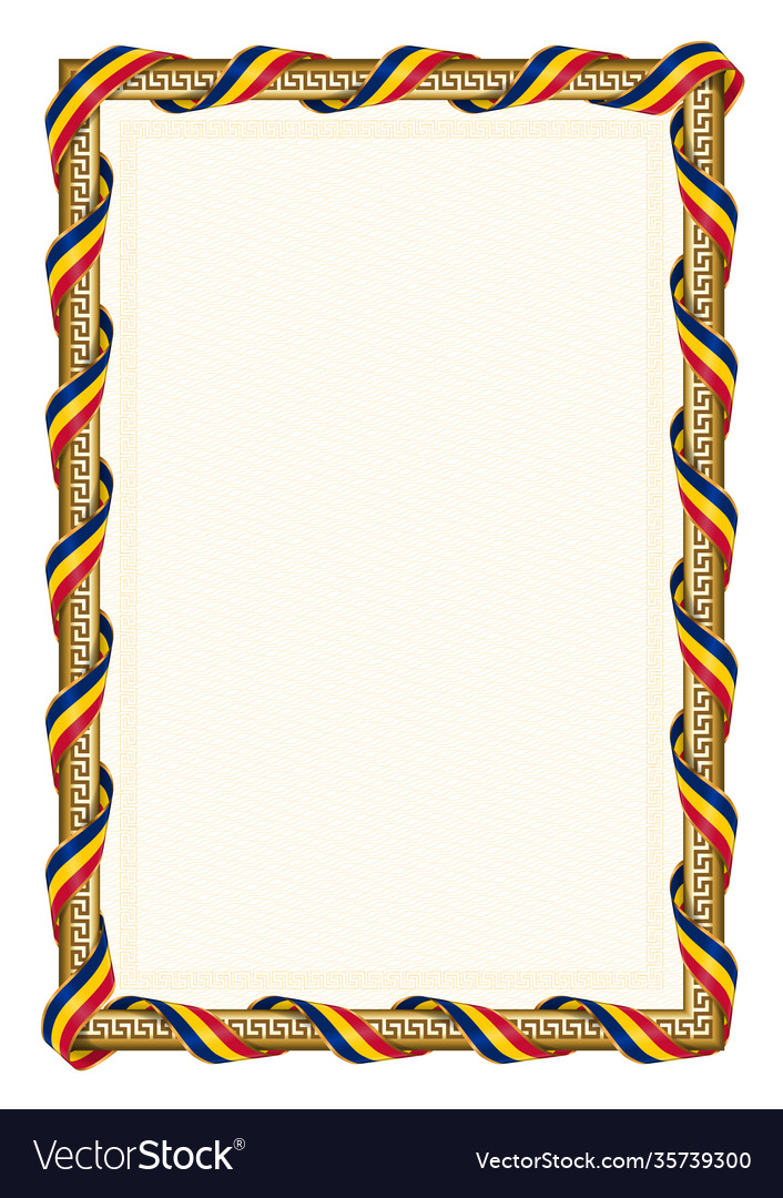 Vertical frame and border with chad flag vector image Vertical frame and border with chad flag