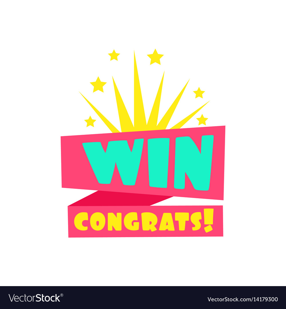 Win congratulations sticker design template Vector Image