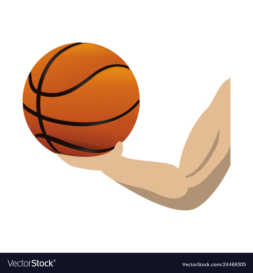 Athlete hand lifting basketball balloon