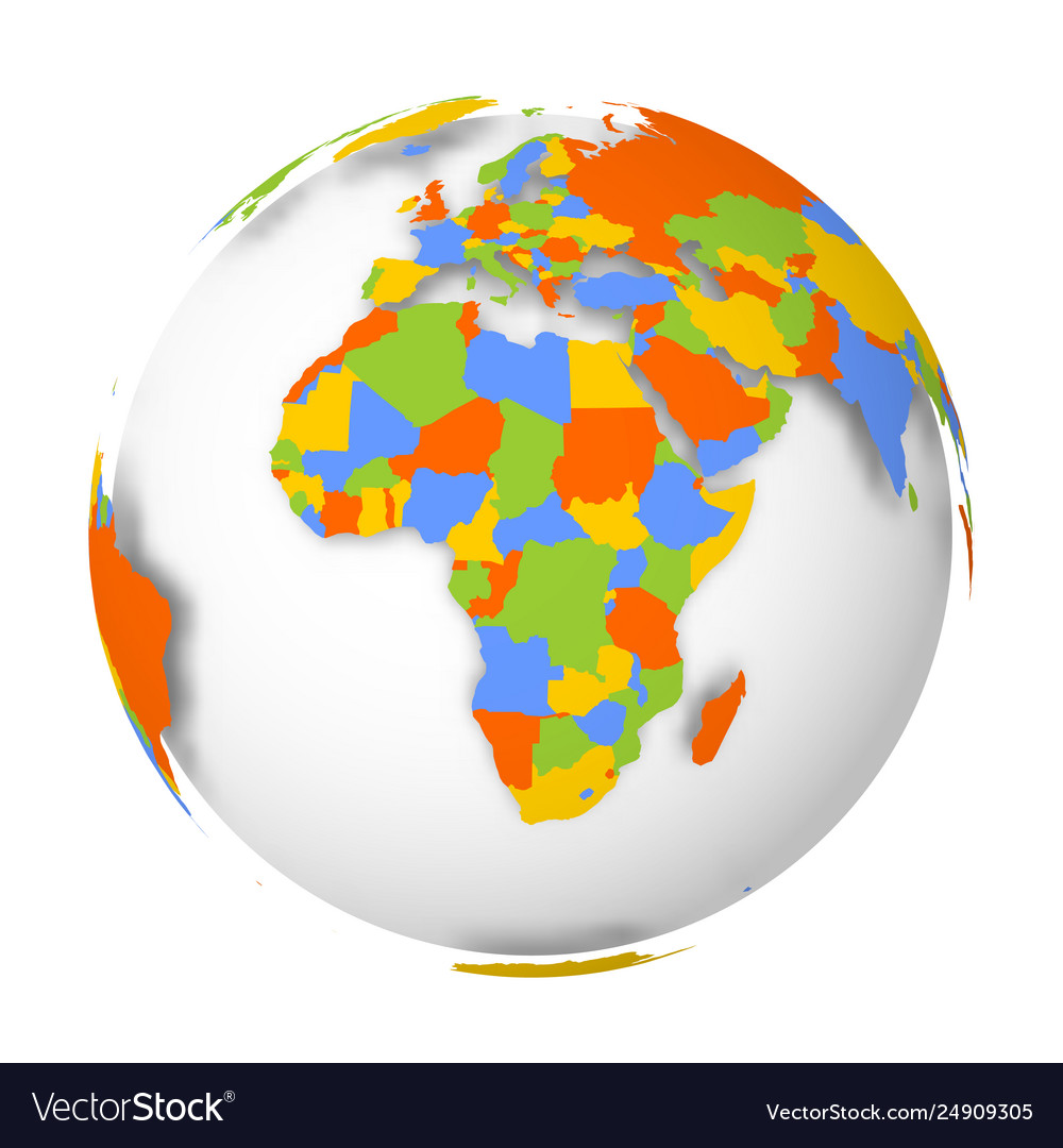 Blank Political Map Africa 3d Earth Globe Vector Image