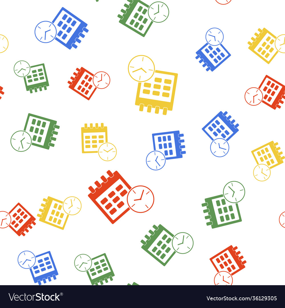 Calendar and Clock Icons - Seamless Pattern