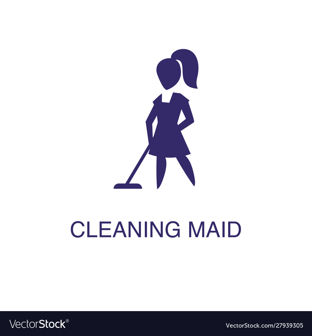 Cleaning maid element in flat simple style