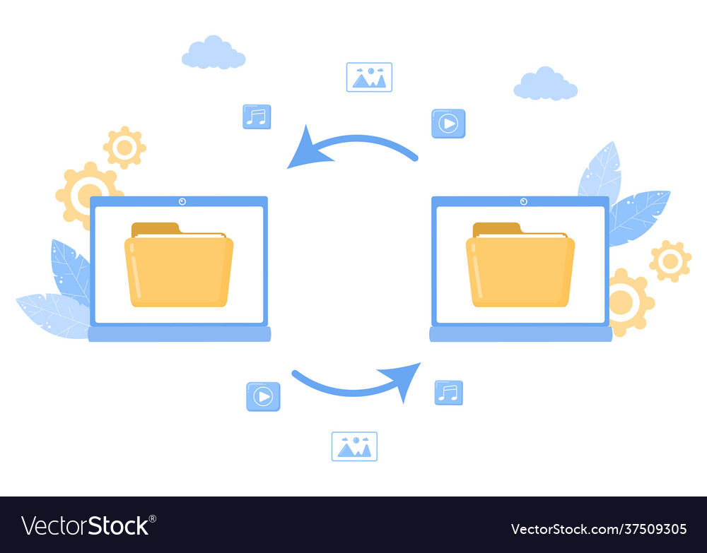 Cloud backup storage computer system vector image Cloud backup storage computer system