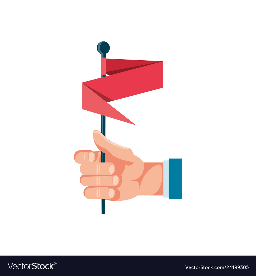 Hand with flag marker in stick