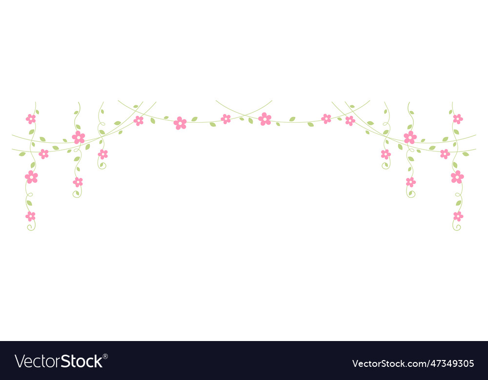 Hanging vines with pink flowers simple minimal Vector Image