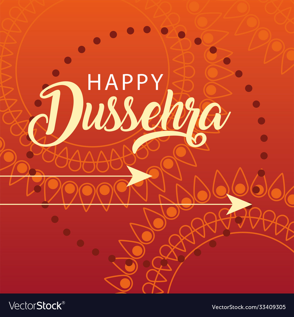 Happy dussehra greeting card with golden arrows Vector Image