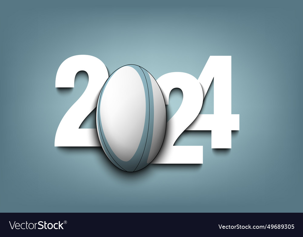 Happy new year 2024 and rugby ball