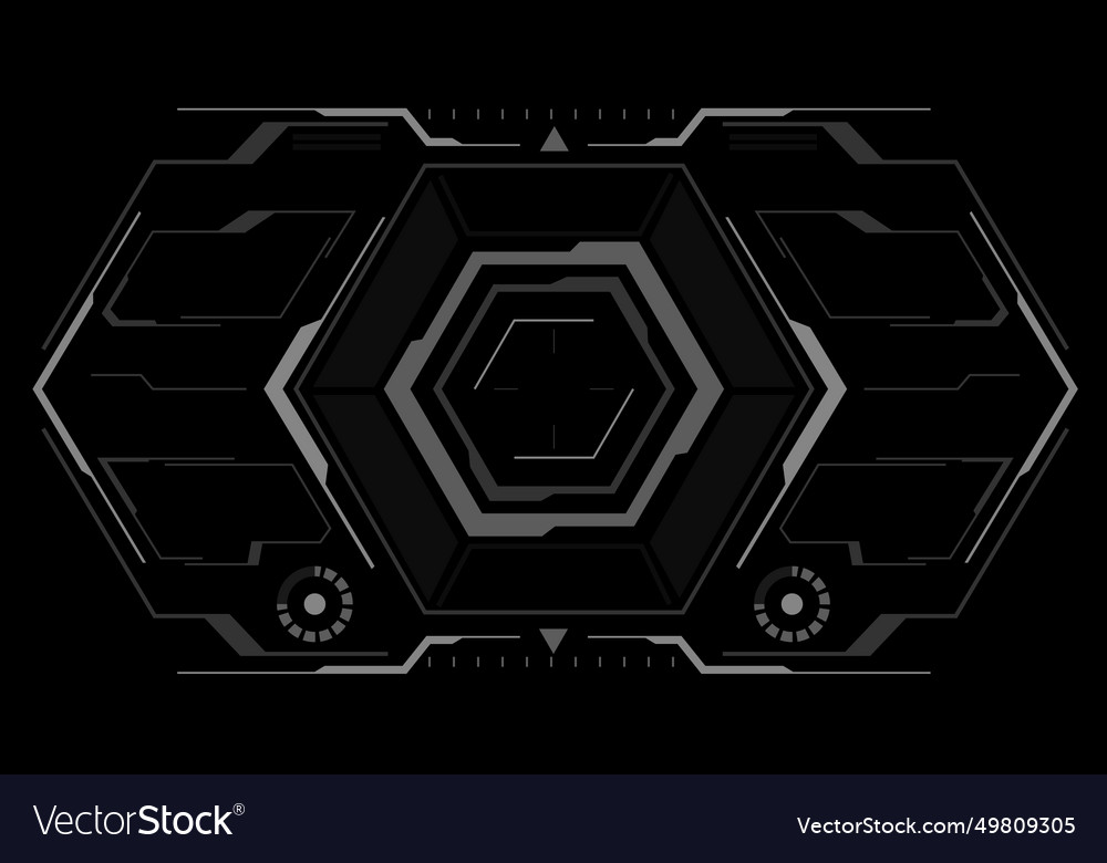 Hud sci-fi hexagon interface screen view white vector image Hud sci-fi hexagon interface screen view white