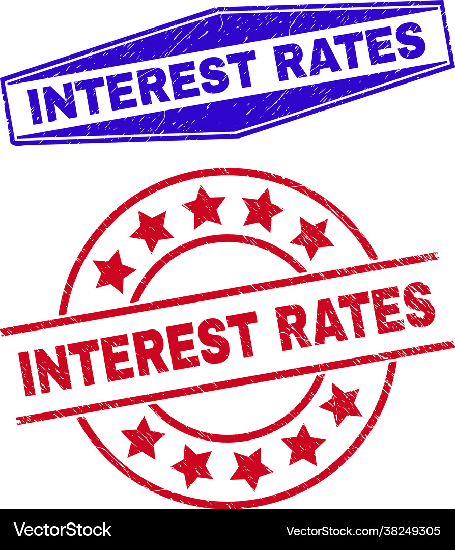 Interest rates unclean watermarks in round Vector Image