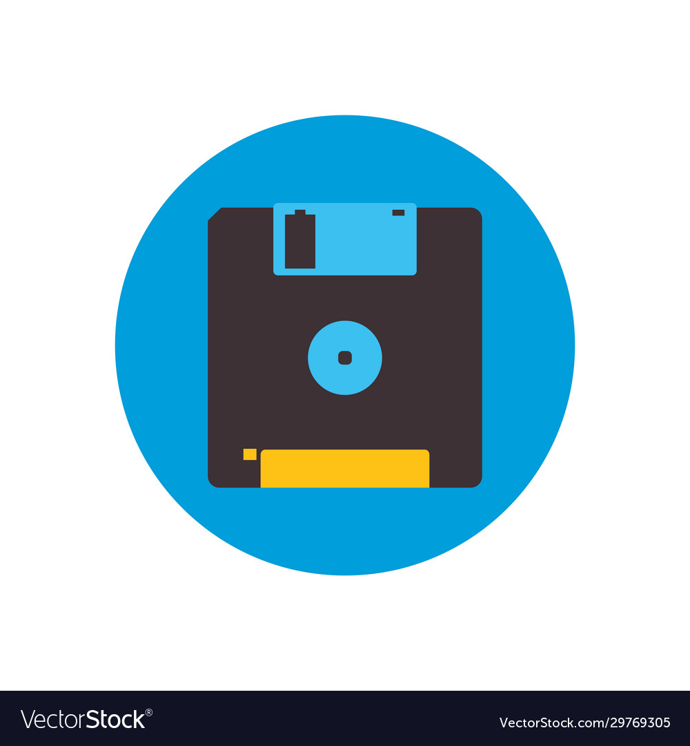 Isolated diskette flat block style icon