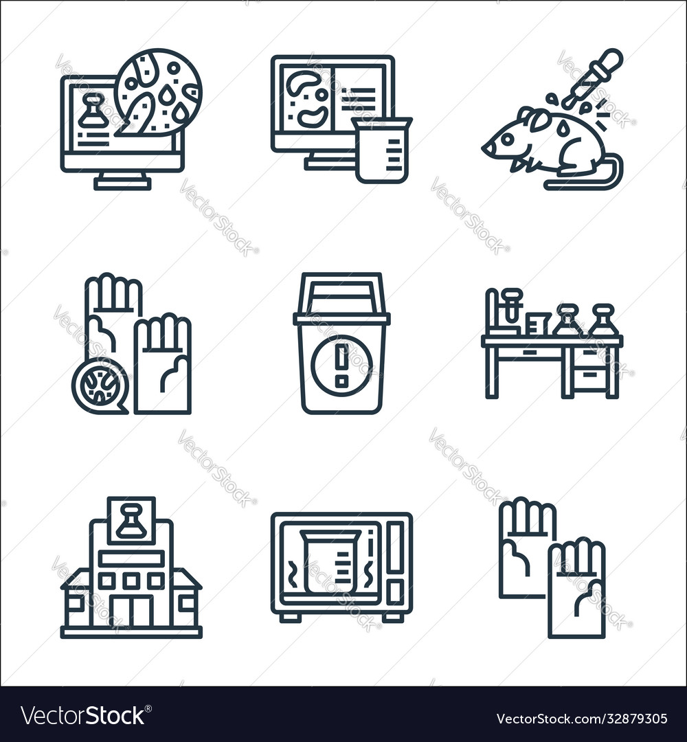 Laboratory and science line icons linear set vector image Laboratory and science line icons linear set