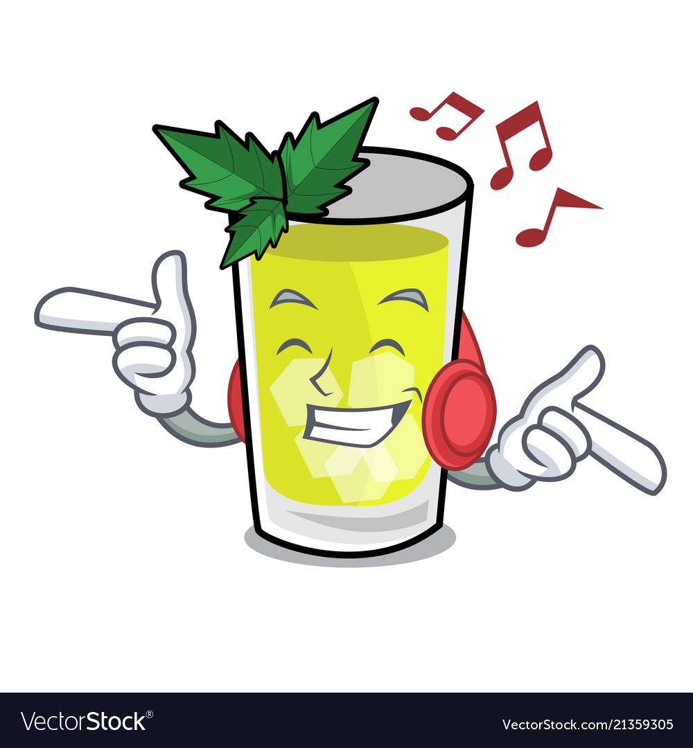 Listening music mint julep mascot cartoon