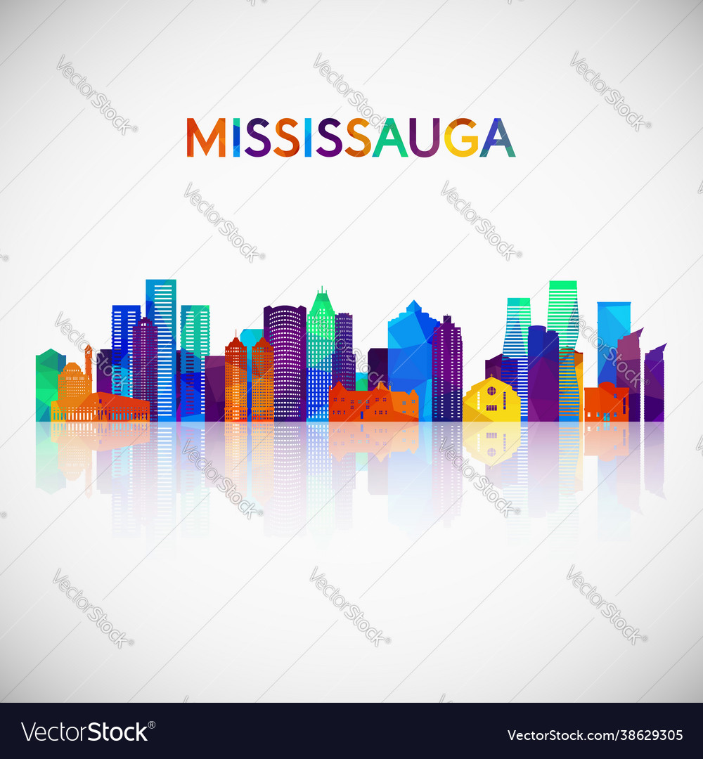 Mississauga skyline silhouette in colorful