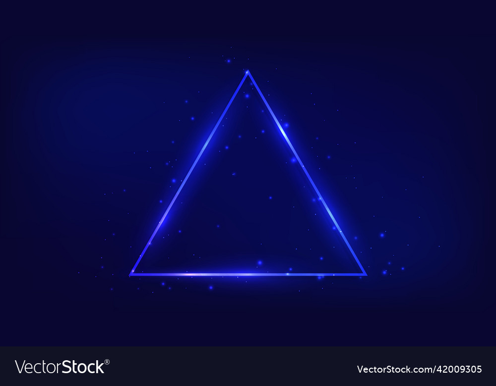 Neon triangular frame with shining effects vector image Neon triangular frame with shining effects