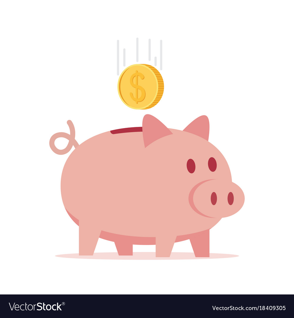 Piggy bank with coin