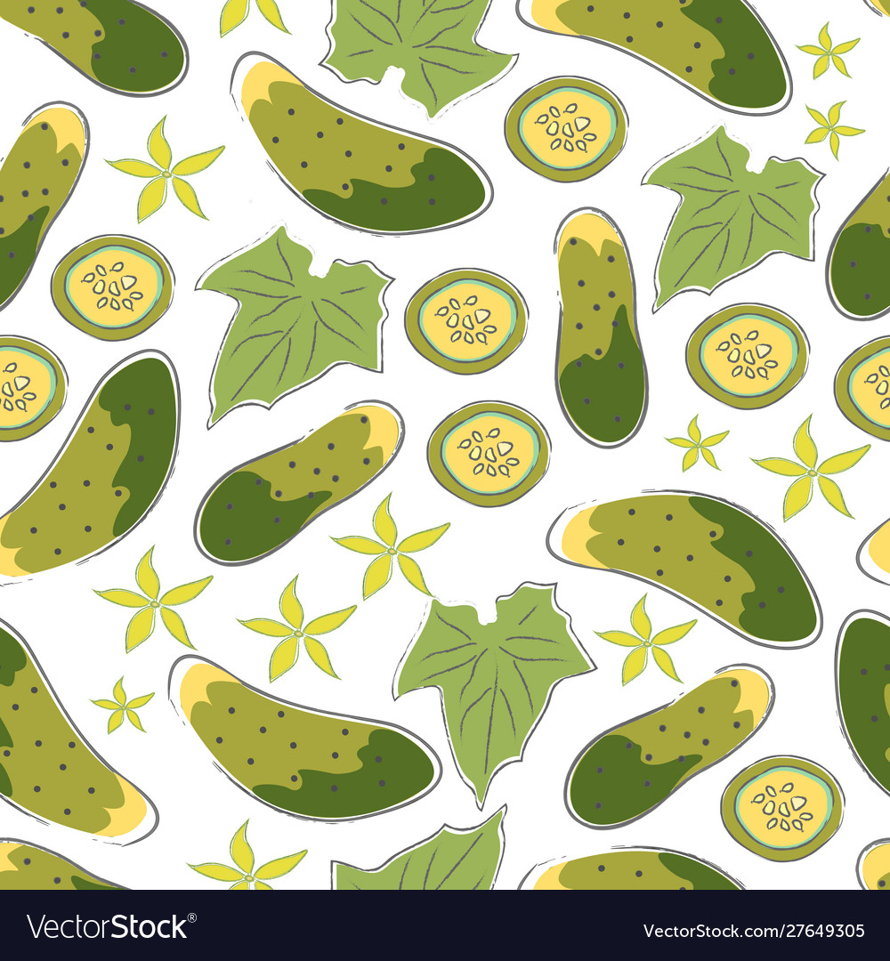 Seamless pattern with cute cucumbers scandinavian vector image Seamless pattern with cute cucumbers scandinavian