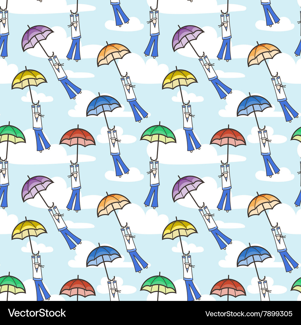 Seamless pattern with umbrellas flying Royalty Free Vector