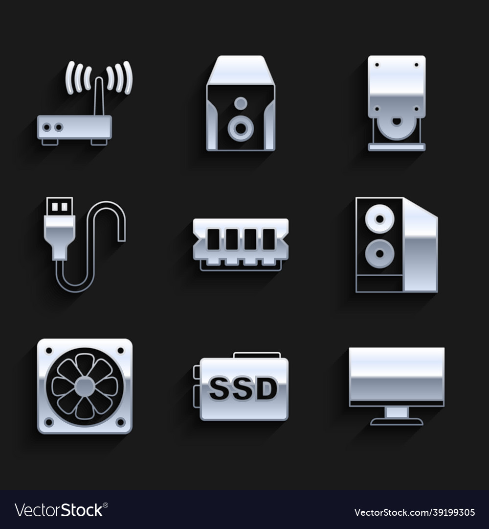 Setzen Sie zufälligen Zugriff Speicher ssd Karte Computer vector image Setzen Sie zufälligen Zugriff Speicher ssd Karte Computer