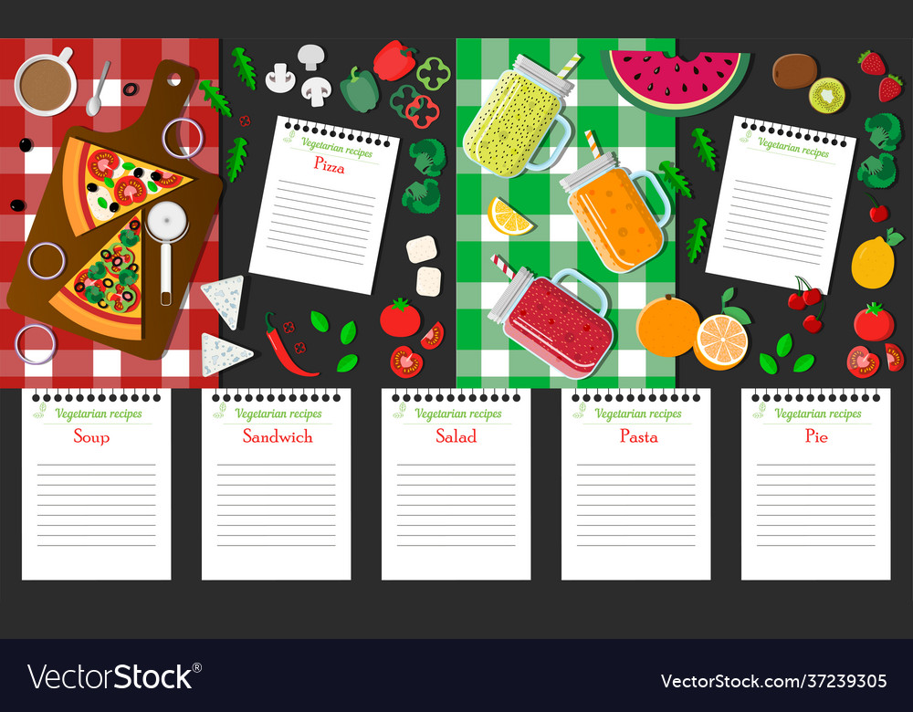 Set mit vegetarischen Rezepten Italienisch vector image Set mit vegetarischen Rezepten Italienisch