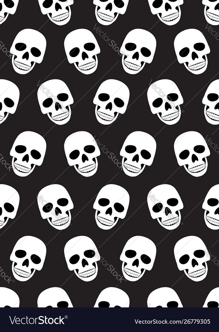 Skull Seamless Pattern - Black Background